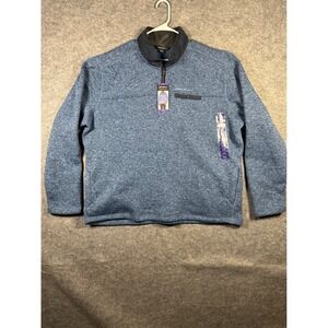 Eddie Bauer Sweater Fleece Pullover XXL 1/4 Zip Long Sleeve‎ Blue Mens